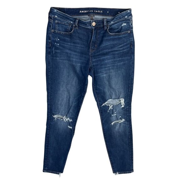 American Eagle Women's Jegging Jeans Distressed Super Stretch Size 10 Medium Was - Picture 1 of 8